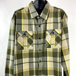 Sean John Long Sleeve Shirt 3XL XXXL Plaid Vintage Cotton Blend Casual Top, Mint